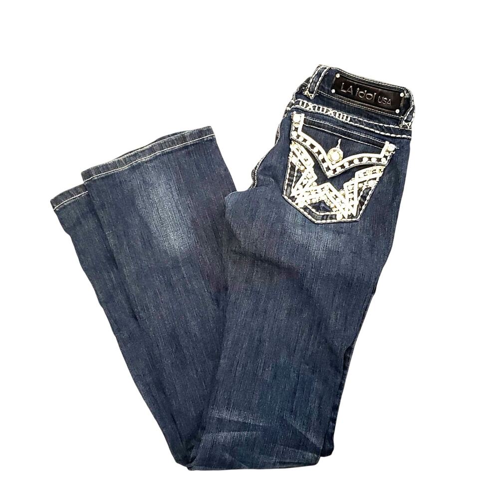 LA Idol Y2K style embellished Boot cut Jeans size 1/27 - Picture 2 of 8